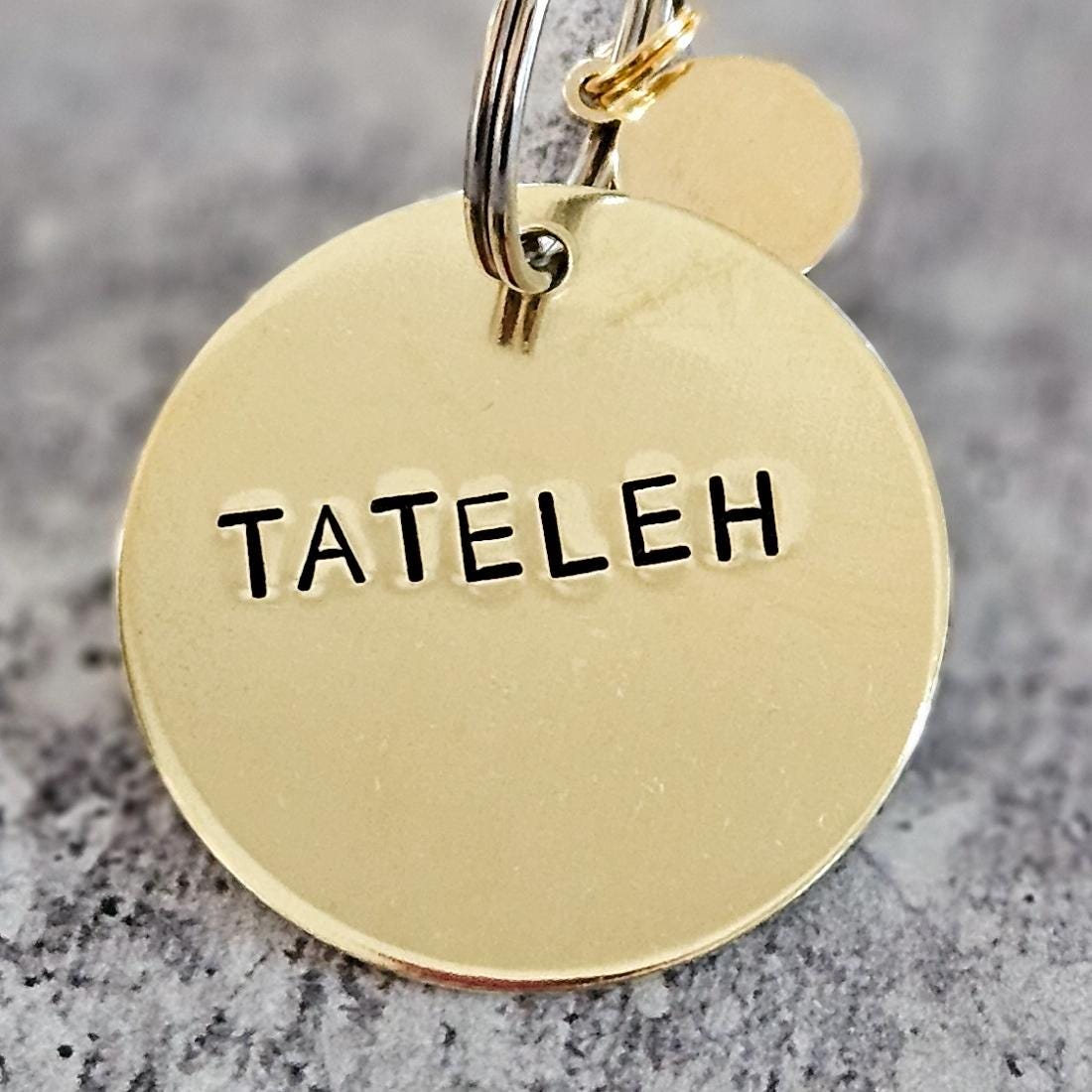 Mameleh or Tateleh Hand Stamped Brass Keychain