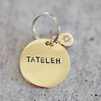 Mameleh or Tateleh Hand Stamped Brass Keychain by Salt Sparkle Shalom