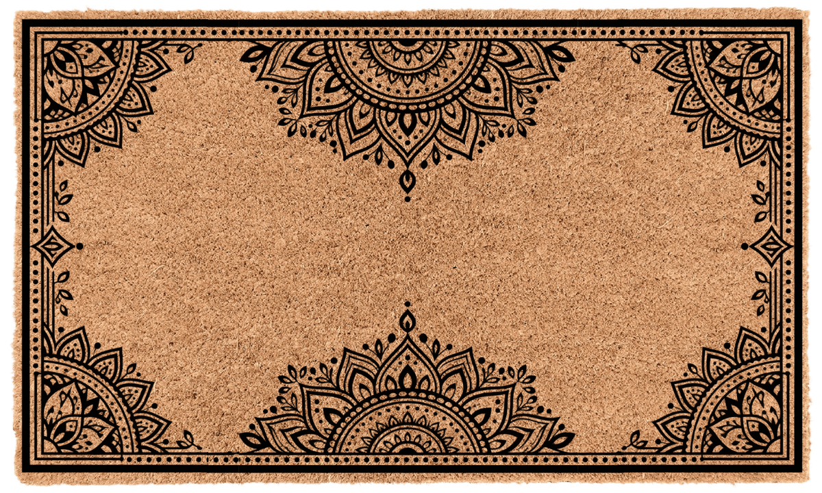Mandala Border Personalized Coir Mat La Vie Bien Mandala Border Personalized Coir Mat