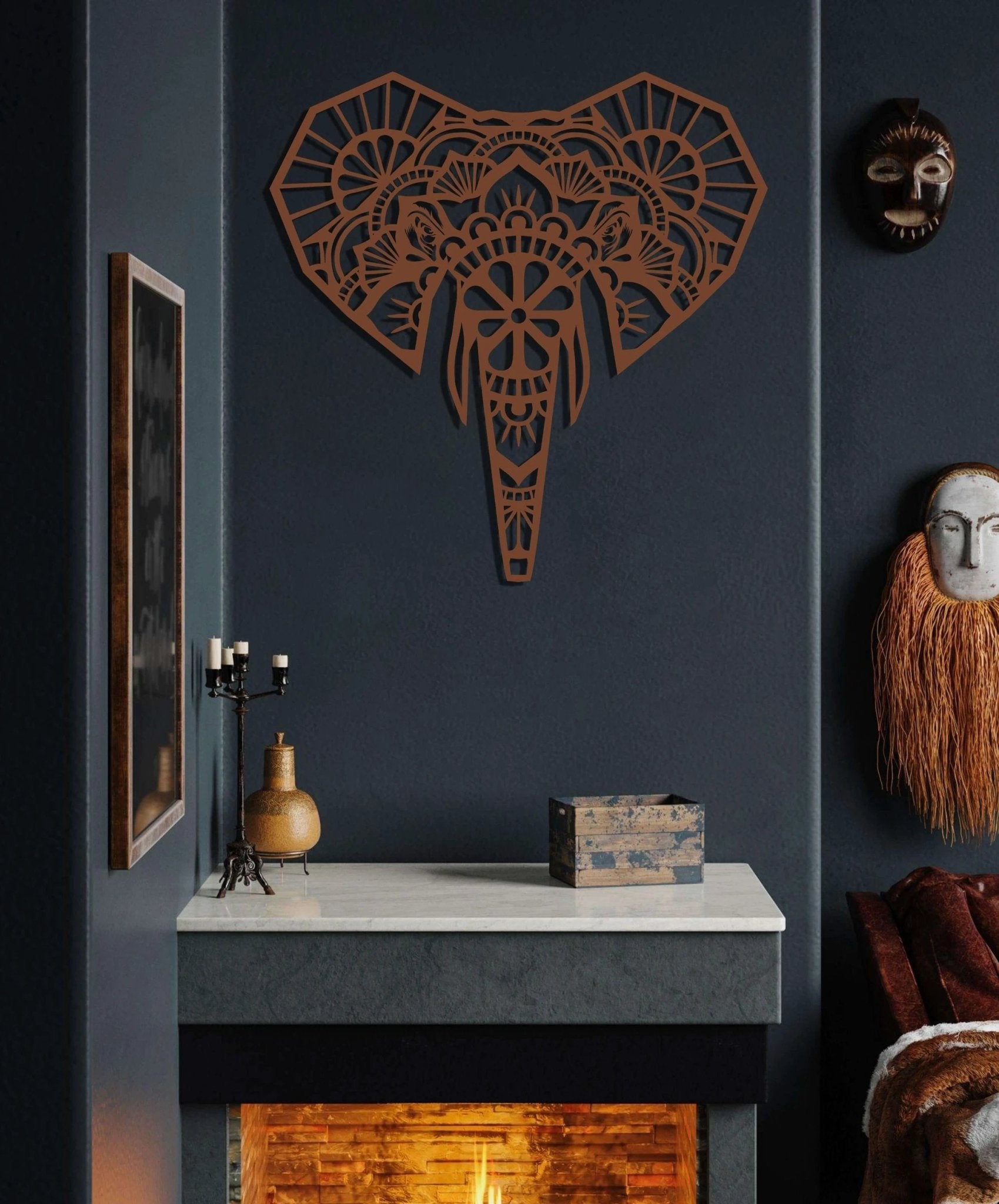 Mandala Elephant Metal Wall Art by Dekadron