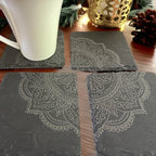 Mandala Slate Coasters| Modern Indian Inspired Tabletop Decor
