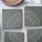 Mandala Slate Coasters| Modern Indian Inspired Tabletop Decor