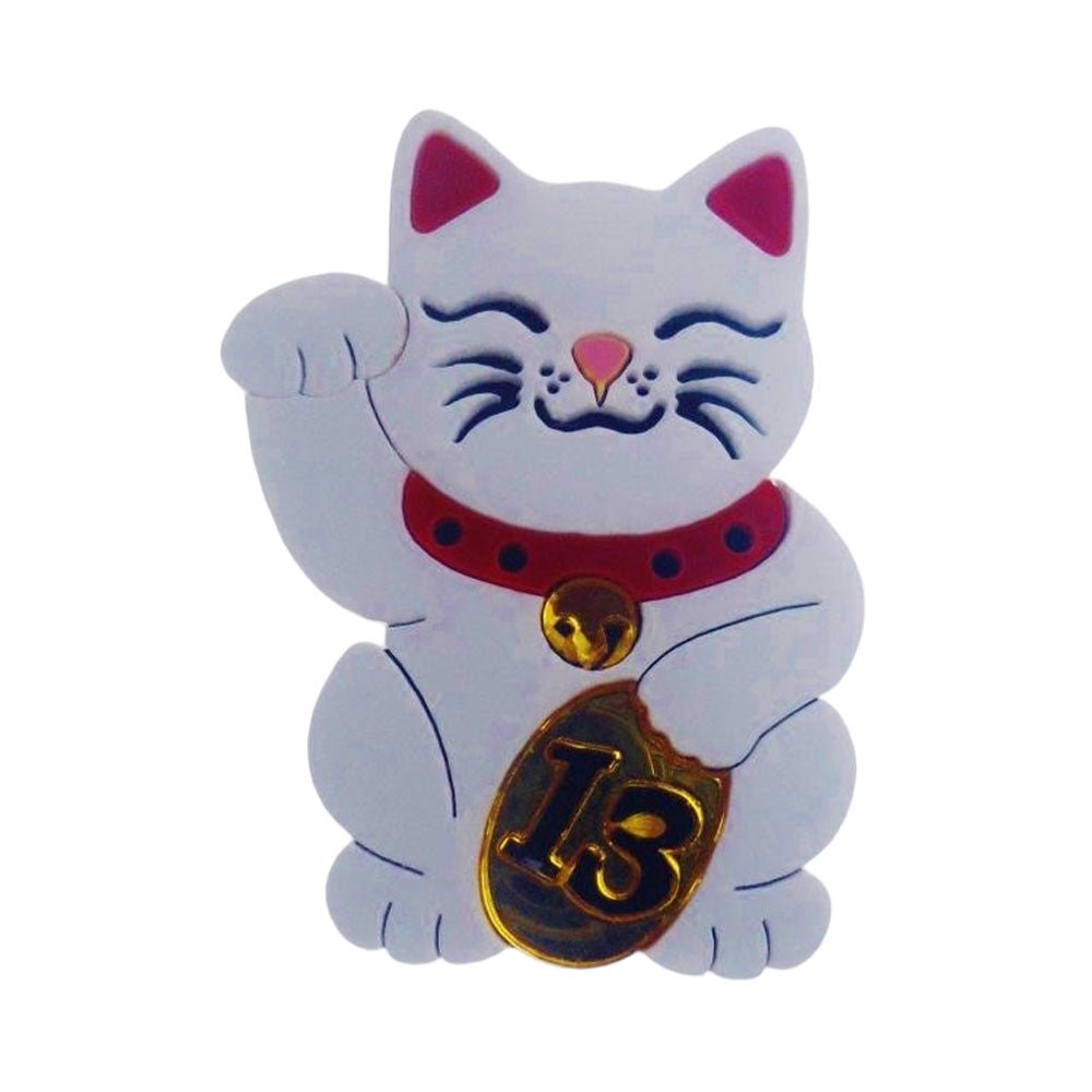 Maneki Neko Lucky Cat Brooch by Cherryloco Jewellery Brooches La Vie Bien Maneki Neko Lucky Cat Brooch by Cherryloco Jewellery