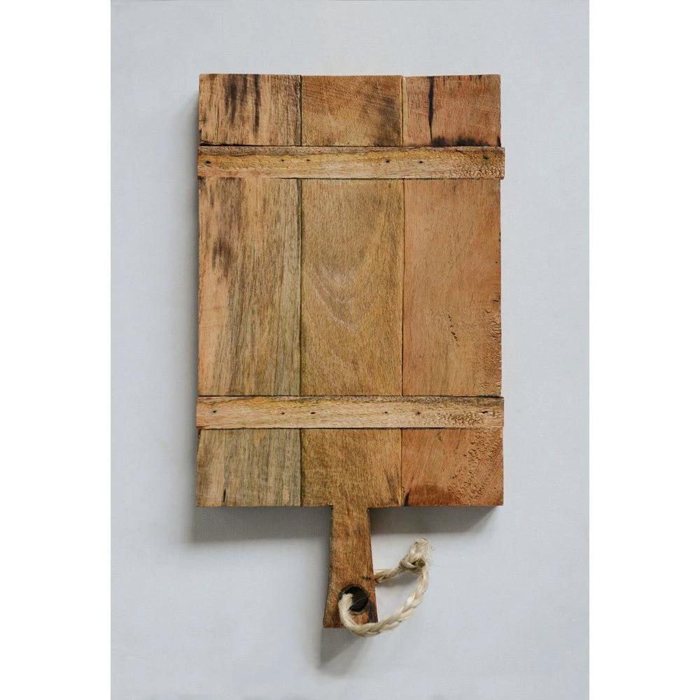 Mango Wood Appetizer Tray with Rope Handle by White Cliff Studio