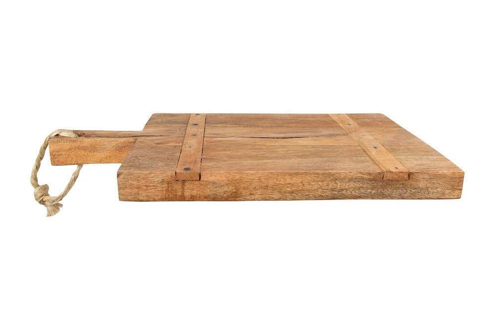 Mango Wood Appetizer Tray with Rope Handle by White Cliff Studio