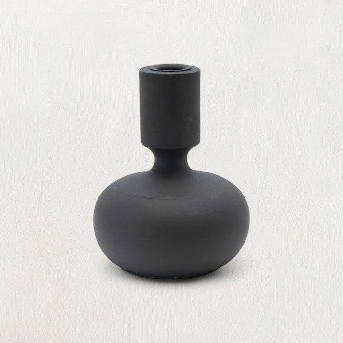 Mango Wood Taper Candle Holder, Black by White Cliff Studio