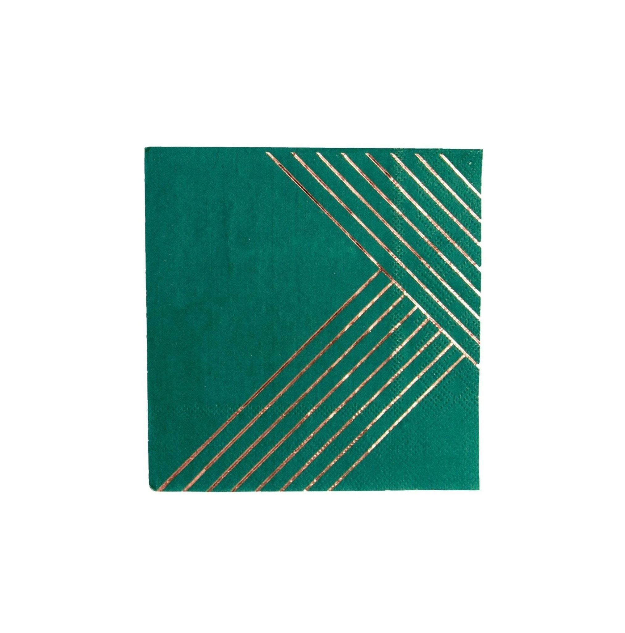Manhattan - Dark Green Striped Cocktail Paper Napkins by Harlow & Grey