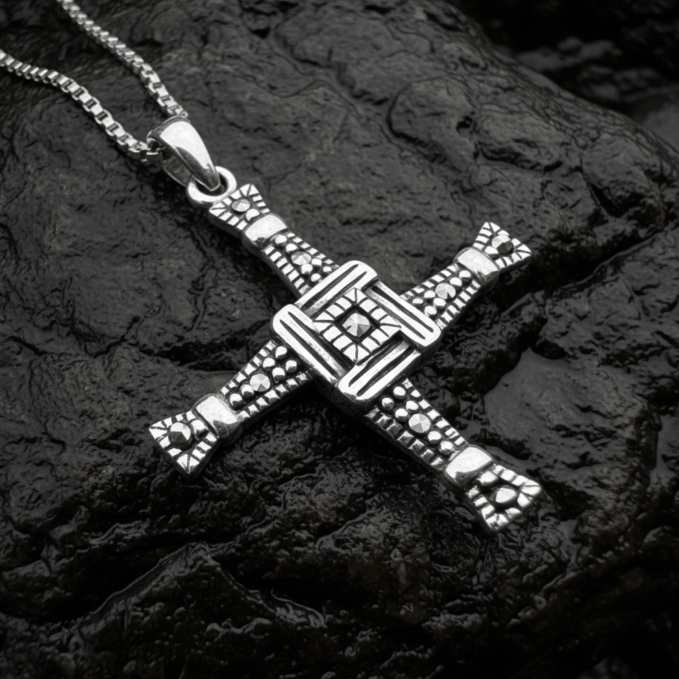 Marcasite Irish Saint Brigid's Cross Necklace Pendant La Vie Bien Marcasite Irish Saint Brigid's Cross Necklace