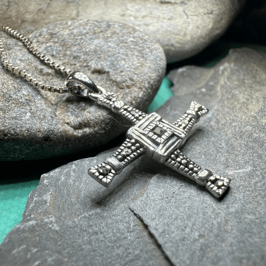Marcasite Irish Saint Brigid's Cross Necklace Pendant La Vie Bien Marcasite Irish Saint Brigid's Cross Necklace
