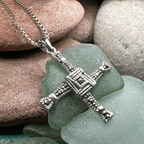 Marcasite Irish Saint Brigid's Cross Necklace Pendant La Vie Bien Marcasite Irish Saint Brigid's Cross Necklace