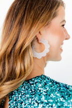 Margo Scallop Hoop Earrings - Silver Glitter