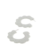 Margo Scallop Hoop Earrings - Silver Glitter