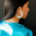 Margo Scallop Hoop Earrings - Silver Glitter