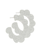 Margo Scallop Hoop Earrings - Silver Glitter