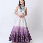 Maria Shaded Banarasi Jacquard Dress with Hand Embroidered Torso by Raas