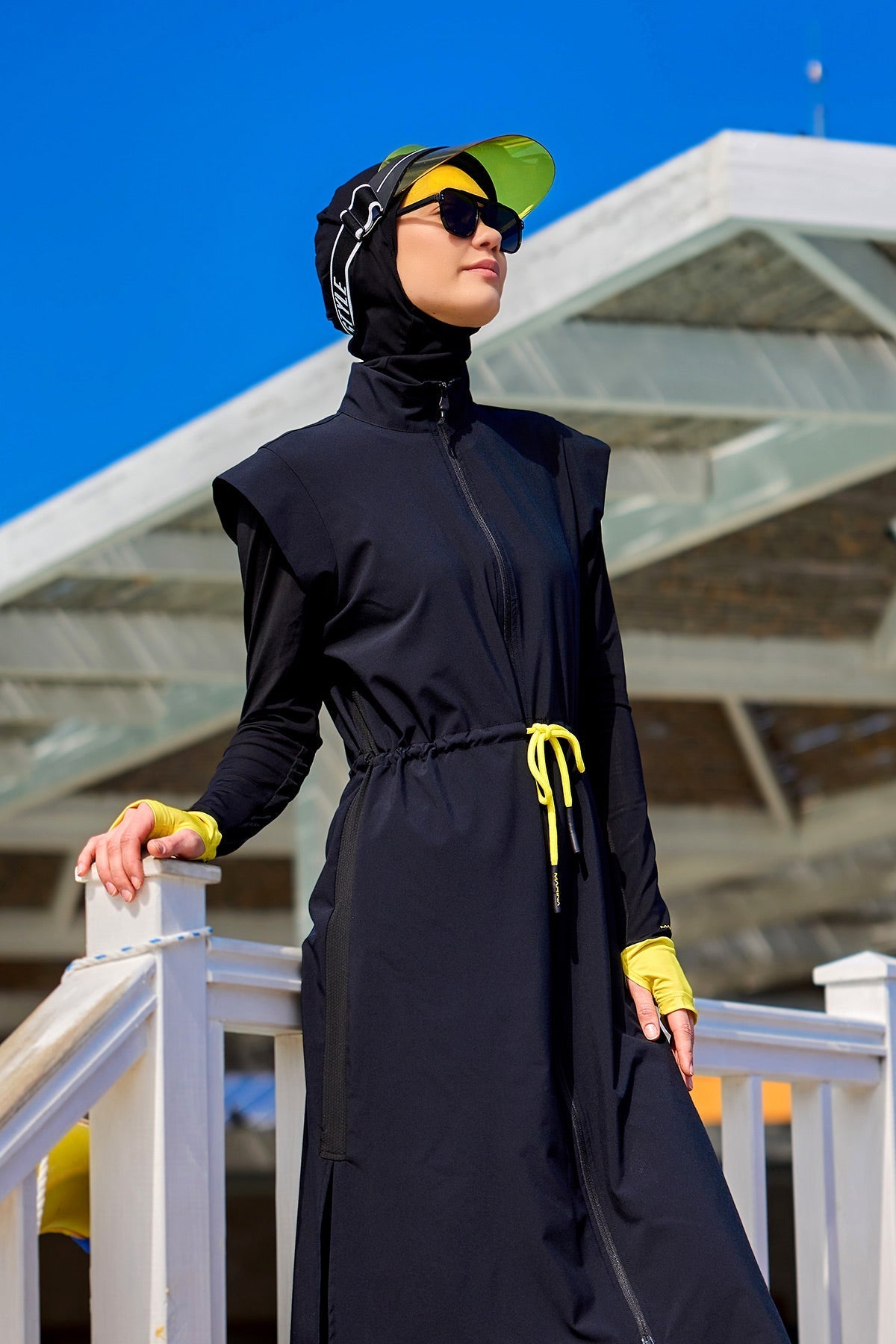 Marina Black Full Coverage Islamic Swimwear Burkini Set M2501-1 Covered Burkini Swimwear La Vie Bien Marina Black Full Coverage Islamic Swimwear Burkini Set M2501-1