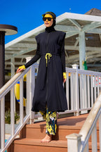 Marina Black Full Coverage Islamic Swimwear Burkini Set M2501-1 Covered Burkini Swimwear La Vie Bien Marina Black Full Coverage Islamic Swimwear Burkini Set M2501-1