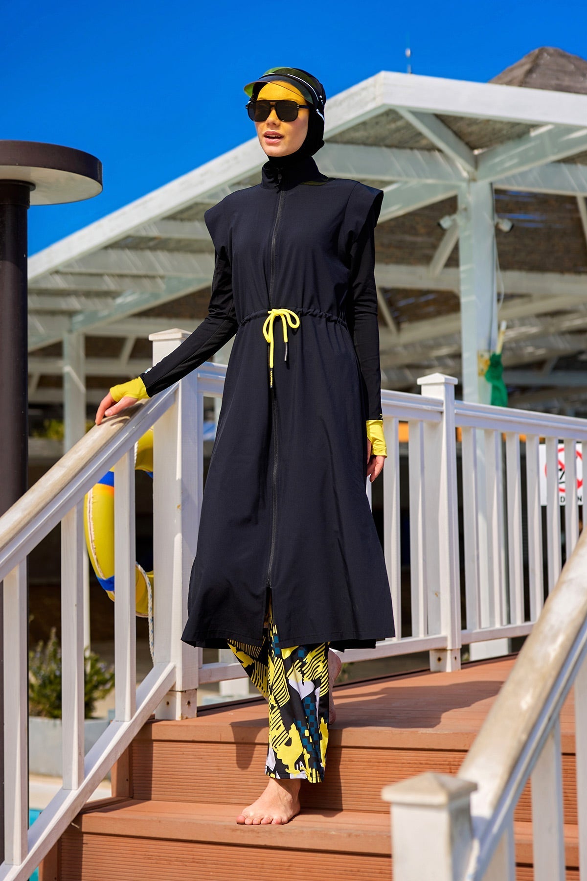 Marina Black Full Coverage Islamic Swimwear Burkini Set M2501-1 Covered Burkini Swimwear La Vie Bien Marina Black Full Coverage Islamic Swimwear Burkini Set M2501-1