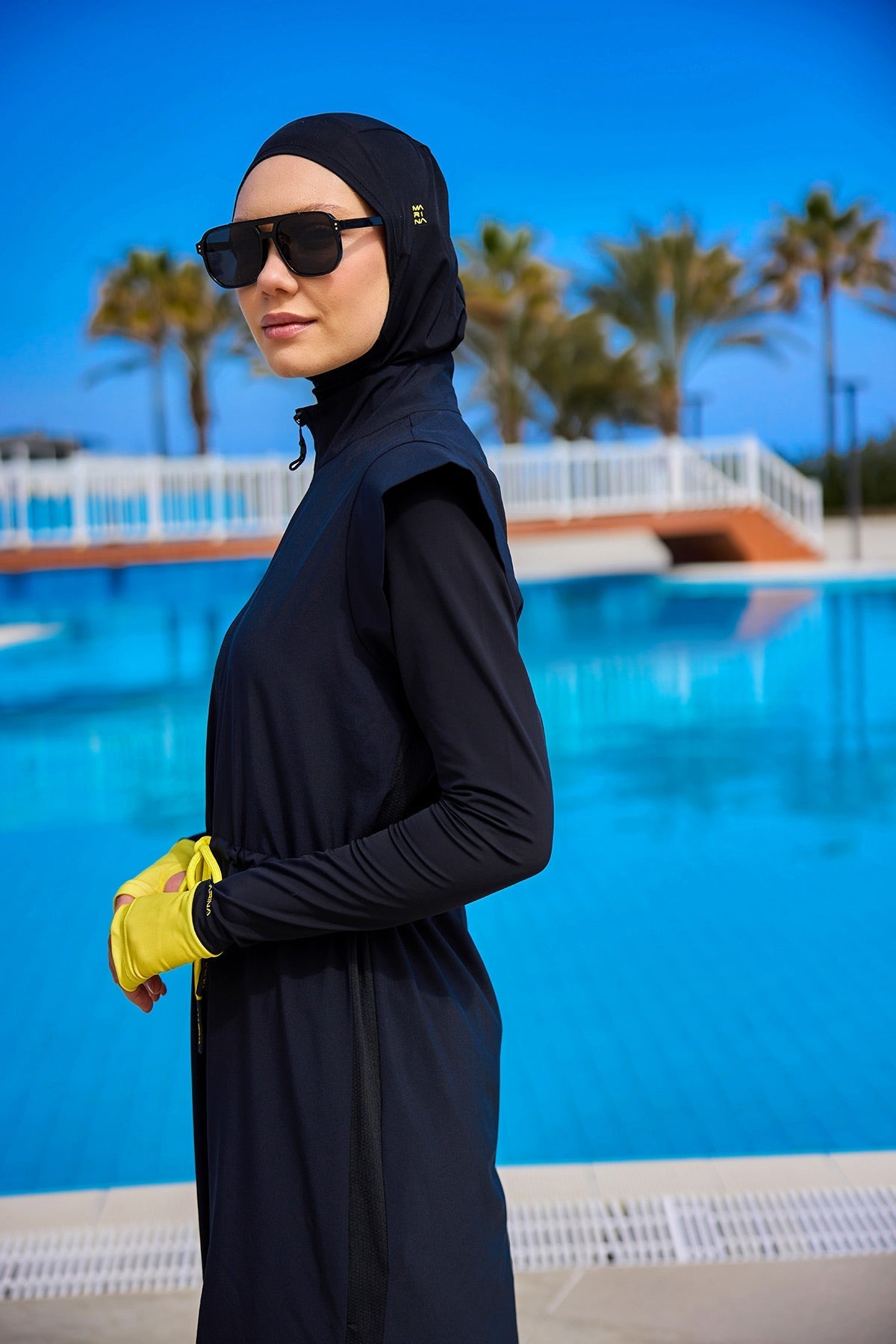 Marina Black Full Coverage Islamic Swimwear Burkini Set M2501-1 Covered Burkini Swimwear La Vie Bien Marina Black Full Coverage Islamic Swimwear Burkini Set M2501-1