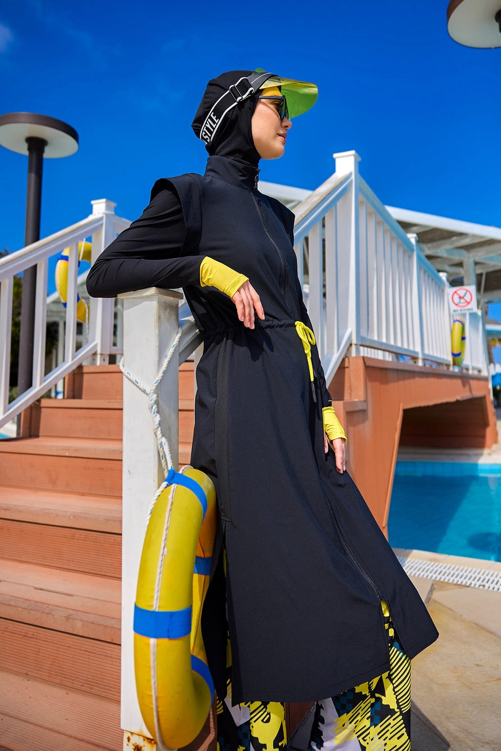 Marina Black Full Coverage Islamic Swimwear Burkini Set M2501-1 Covered Burkini Swimwear La Vie Bien Marina Black Full Coverage Islamic Swimwear Burkini Set M2501-1