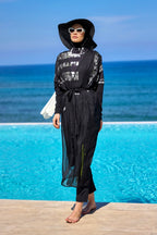 Marina Black Sleeveless Silky Kimono - P2502 Pareo La Vie Bien Marina Black Sleeveless Silky Kimono - P2502