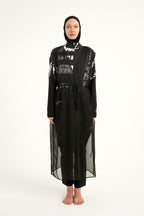 Marina Black Sleeveless Silky Kimono - P2502 Pareo La Vie Bien Marina Black Sleeveless Silky Kimono - P2502