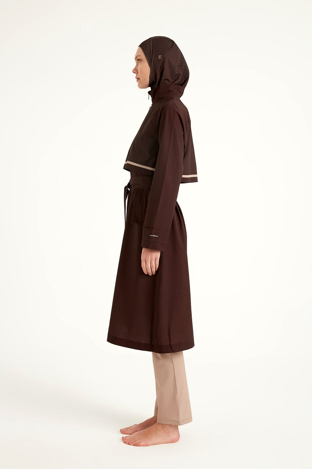 Marina Brown Full Coverage Modest Swimwear Burkini Set M2533 Covered Burkini Swimwear La Vie Bien Marina Brown Full Coverage Modest Swimwear Burkini Set M2533