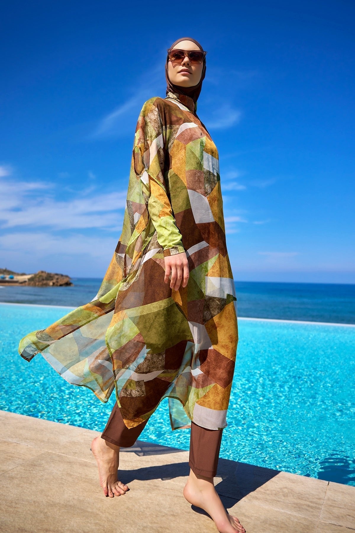 Marina Colorful Patterned Silky Pareo - P2513-1 Pareo La Vie Bien Marina Colorful Patterned Silky Pareo - P2513-1