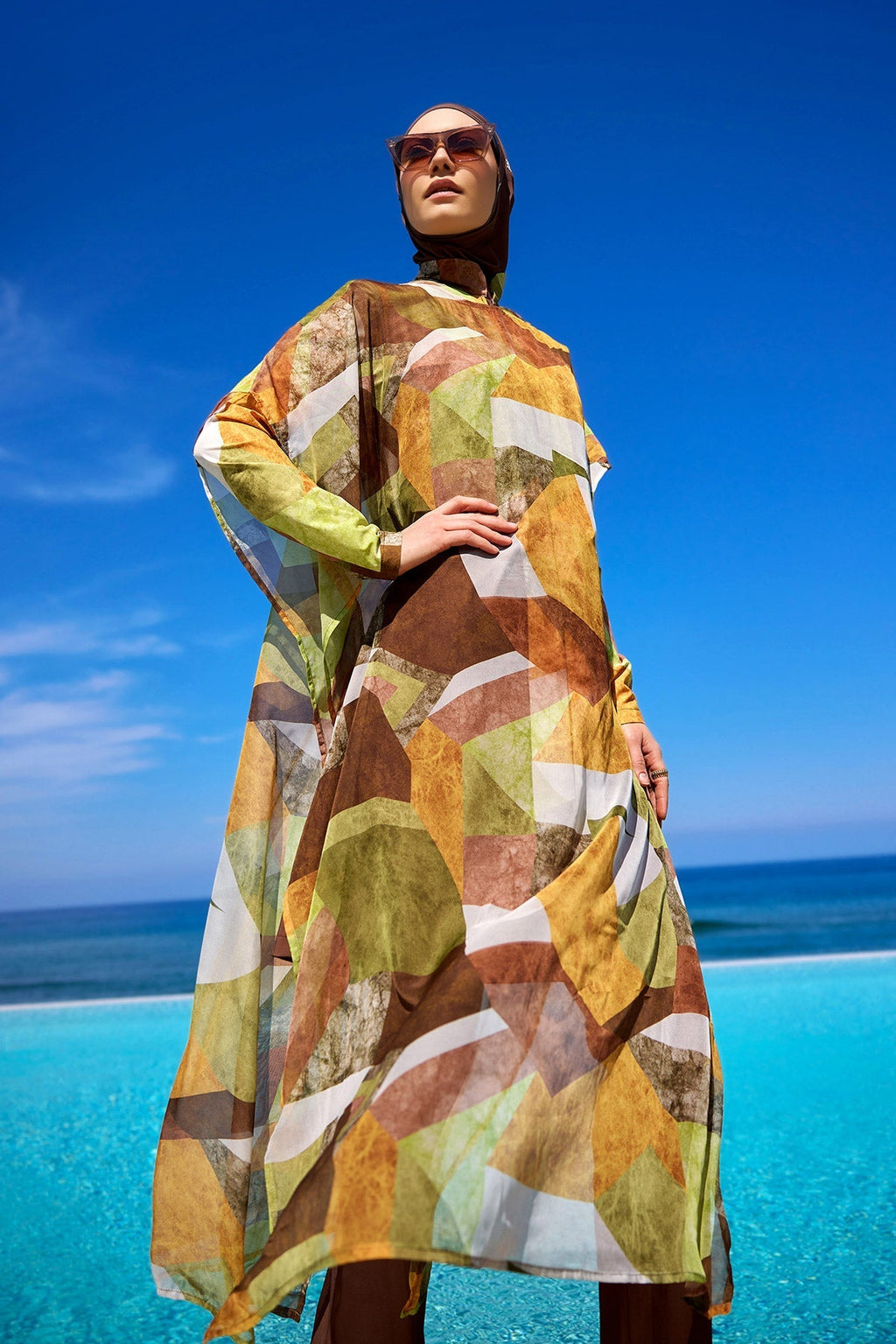 Marina Colorful Patterned Silky Pareo - P2513-1 Pareo La Vie Bien Marina Colorful Patterned Silky Pareo - P2513-1