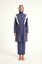 Marina Full Coverage Modest Swimsuit in Indigo - M2526-2 Covered Burkini Swimwear La Vie Bien Marina Full Coverage Modest Swimsuit in Indigo - M2526-2