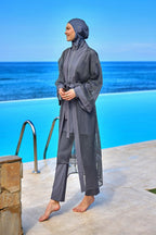 Charcoal Full Length Modest Mesh Kimono – Marina P2501-5