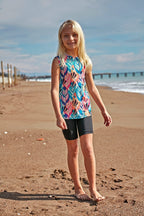 Marina Girls Modest Swimwear - Colorful/Navy Blue - K2404 Kız Çocuk Mayo La Vie Bien Marina Girls Modest Swimwear - Colorful/Navy Blue - K2404