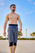 Marina Gray Men's Modest Swim Shorts – S2501-1 Erkek Şort La Vie Bien Marina Gray Men's Modest Swim Shorts – S2501-1