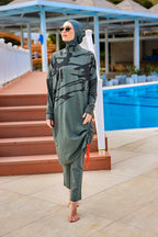 Khaki Full Coverage Modest Swimwear Burkini Set M2516