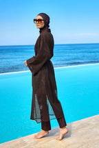 Brown Modest Full Coverage Mesh Kimono – Marina P2501-4