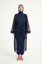 Navy Full Length Modest Mesh Kimono – Lightweight Islamic Swim Cover P2501-2