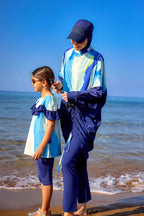 Marina UPF50+ Girls Modest Swimwear for Girls - Blue/Navy Blue - C2501