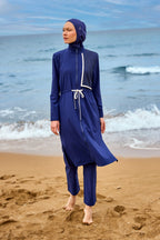Navy Full Coverage Modest Swimwear Burkini Set M2506-2