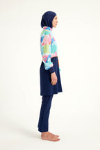 Navy Blue Full Coverage Islamic Swimwear Burkini Set M2511