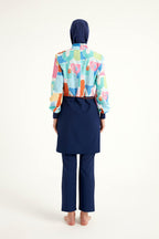 Navy Blue Full Coverage Islamic Swimwear Burkini Set M2511