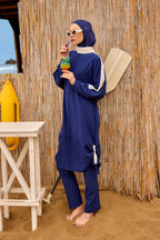 Navy Full Coverage Modest Swimwear Burkini Set M2521-2