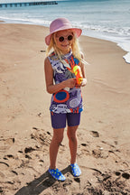 Marina Lycra Modest Swimwear for Girls - Colorful/Navy Blue - K2407 Kız Çocuk Mayo La Vie Bien Marina Lycra Modest Swimwear for Girls - Colorful/Navy Blue - K2407