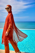 Marina Orange Silky Pareo – P2516-2 Pareo La Vie Bien Marina Orange Silky Pareo – P2516-2