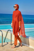 Marina Orange Silky Pareo – P2516-2 Pareo La Vie Bien Marina Orange Silky Pareo – P2516-2