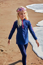 Marina Parachute Girls Modest Swimsuit - Colorful/Navy Blue - K2402 Kız Çocuk Mayo La Vie Bien Marina Parachute Girls Modest Swimsuit - Colorful/Navy Blue - K2402
