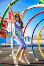 Marina UPF50+ Girls Modest Swimwear - Green/Navy Blue - C2503
