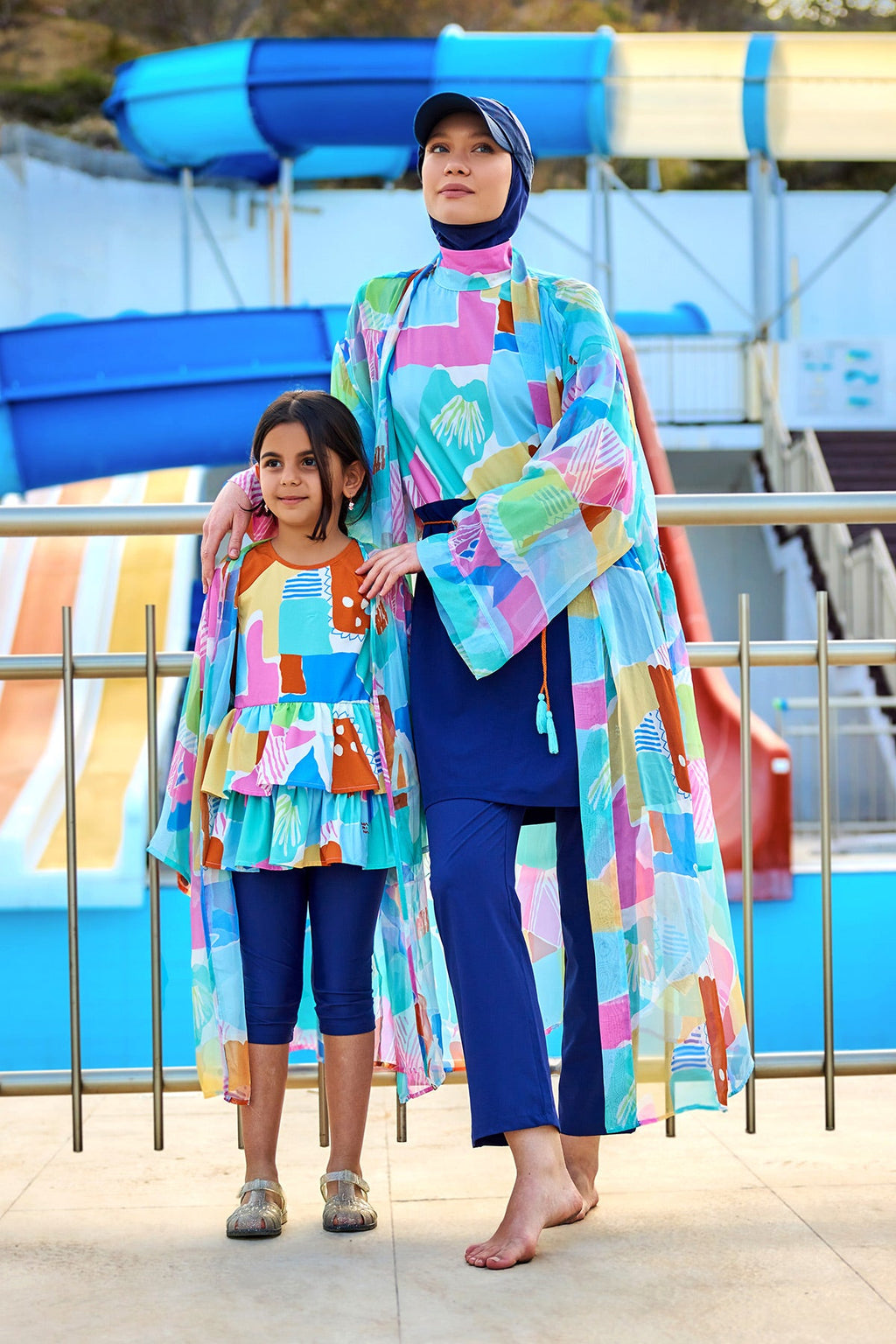 Marina UPF50+ Modest Swimwear for Girls - Colorful/Navy Blue - C2505