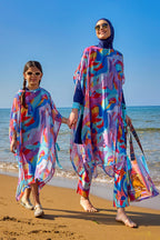 Marina Girls Beach Cover Up Chiffon Kimono Colorful - CP2502