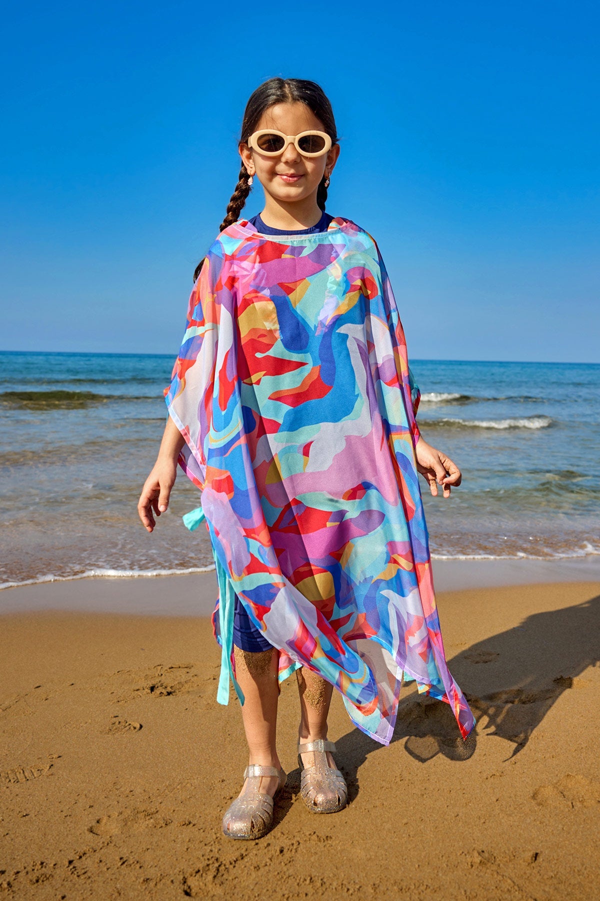 Marina Girls Beach Cover Up Chiffon Kimono Colorful - CP2502