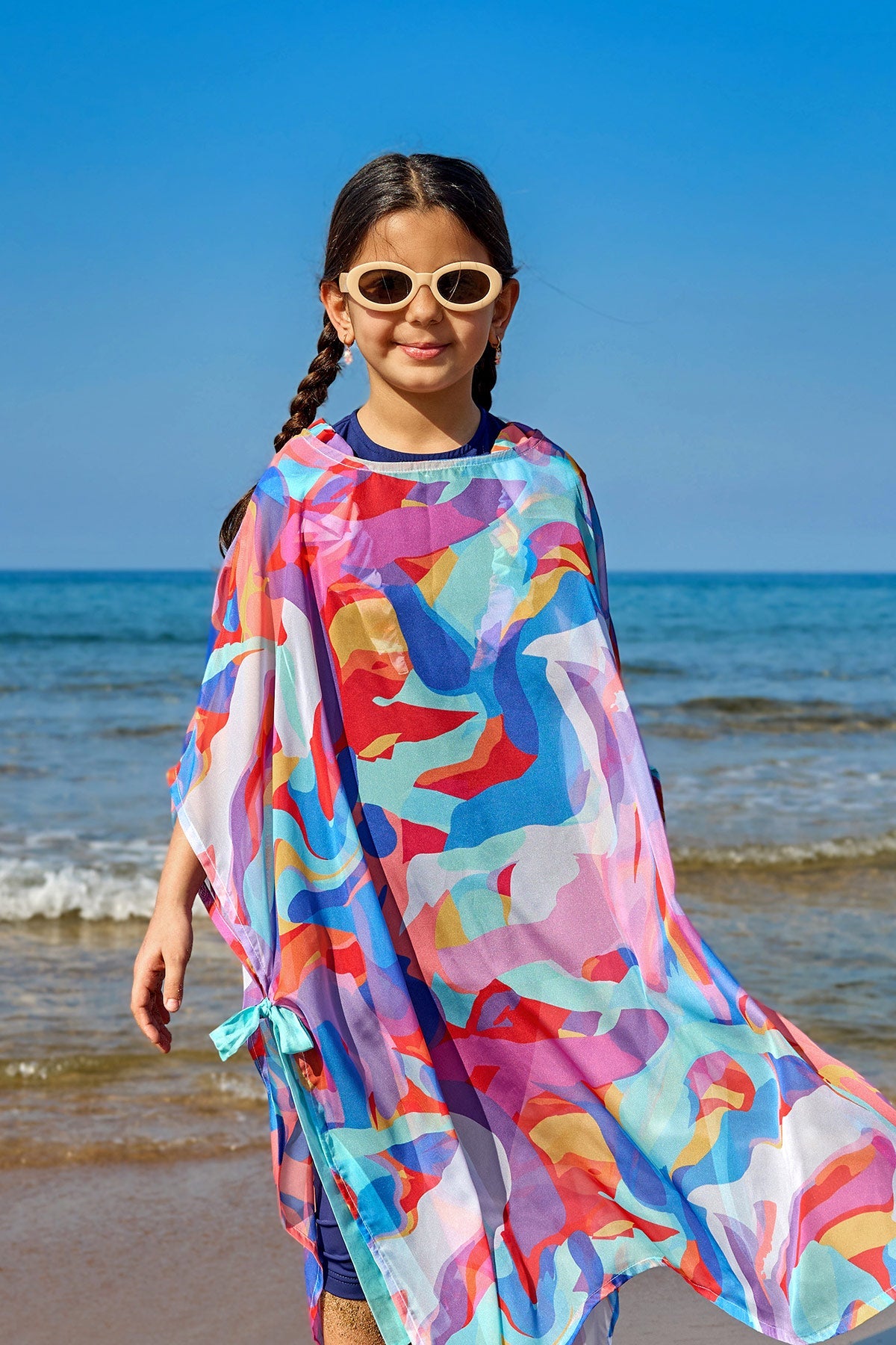 Marina Girls Beach Cover Up Chiffon Kimono Colorful - CP2502